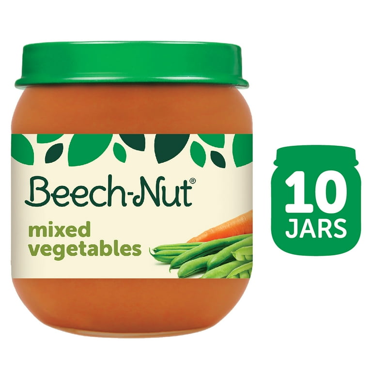 Beech Nut Stage 2 Baby Food Mixed Vegetables 4 oz Jar 10 Pack
