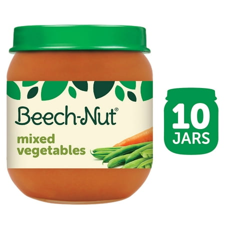 Beech-Nut Stage 2 Baby Food, Mixed Vegetables, 4 oz Jar, 10 Pack