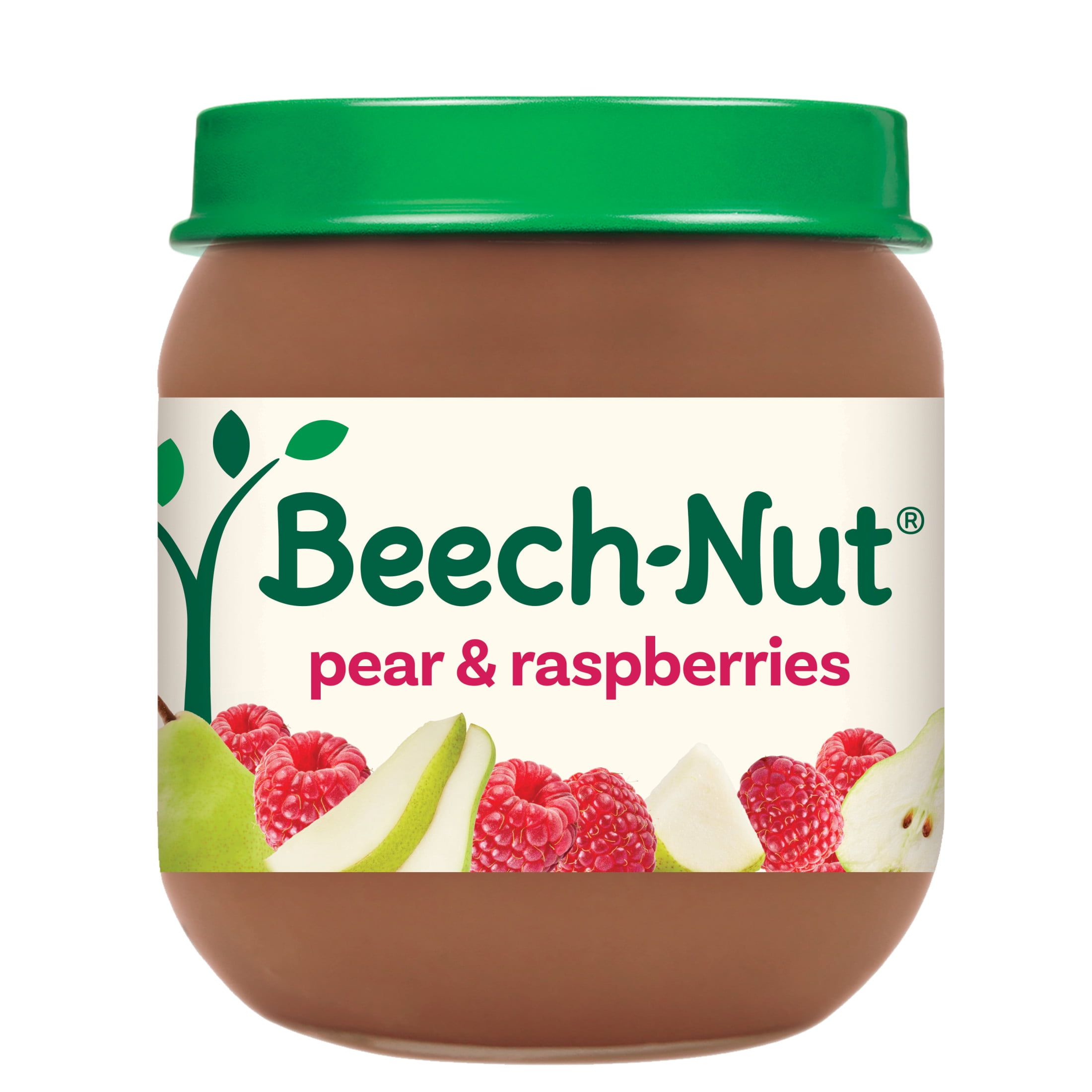Beech-Nut Stage 2 Baby Food, Pear & Raspberries, 4 oz Jar (10 Pack)