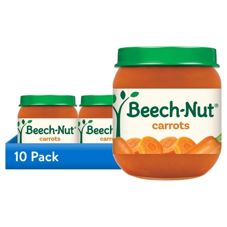 (10 pack) Beech-Nut Stage 2 Baby Food, Sweet Carrots, 4 oz Jar