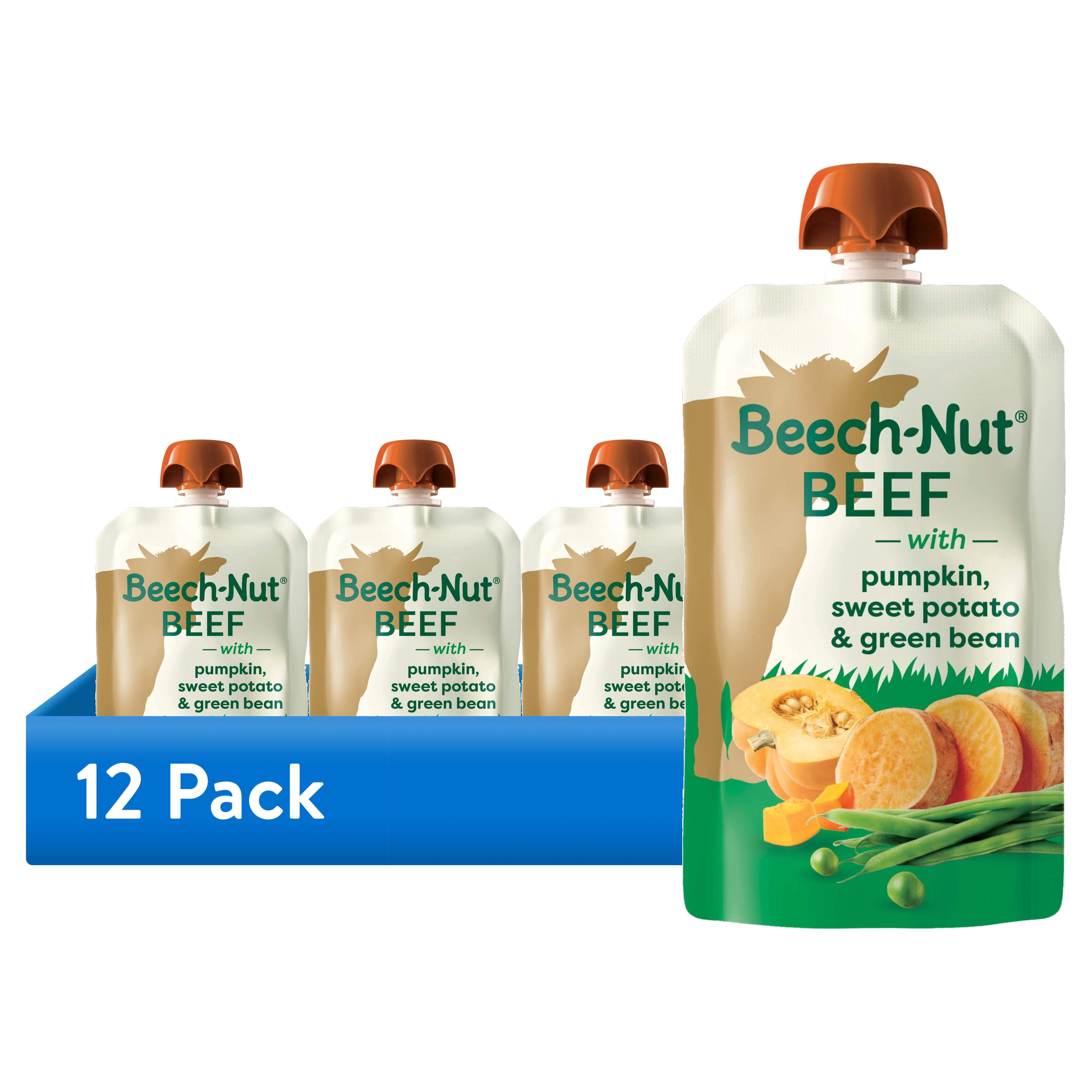 (12 pack) Beech-Nut Stage 2 Beef, Pumpkin, Sweet Potato & Green Bean Baby Food Pouch 3.5 oz