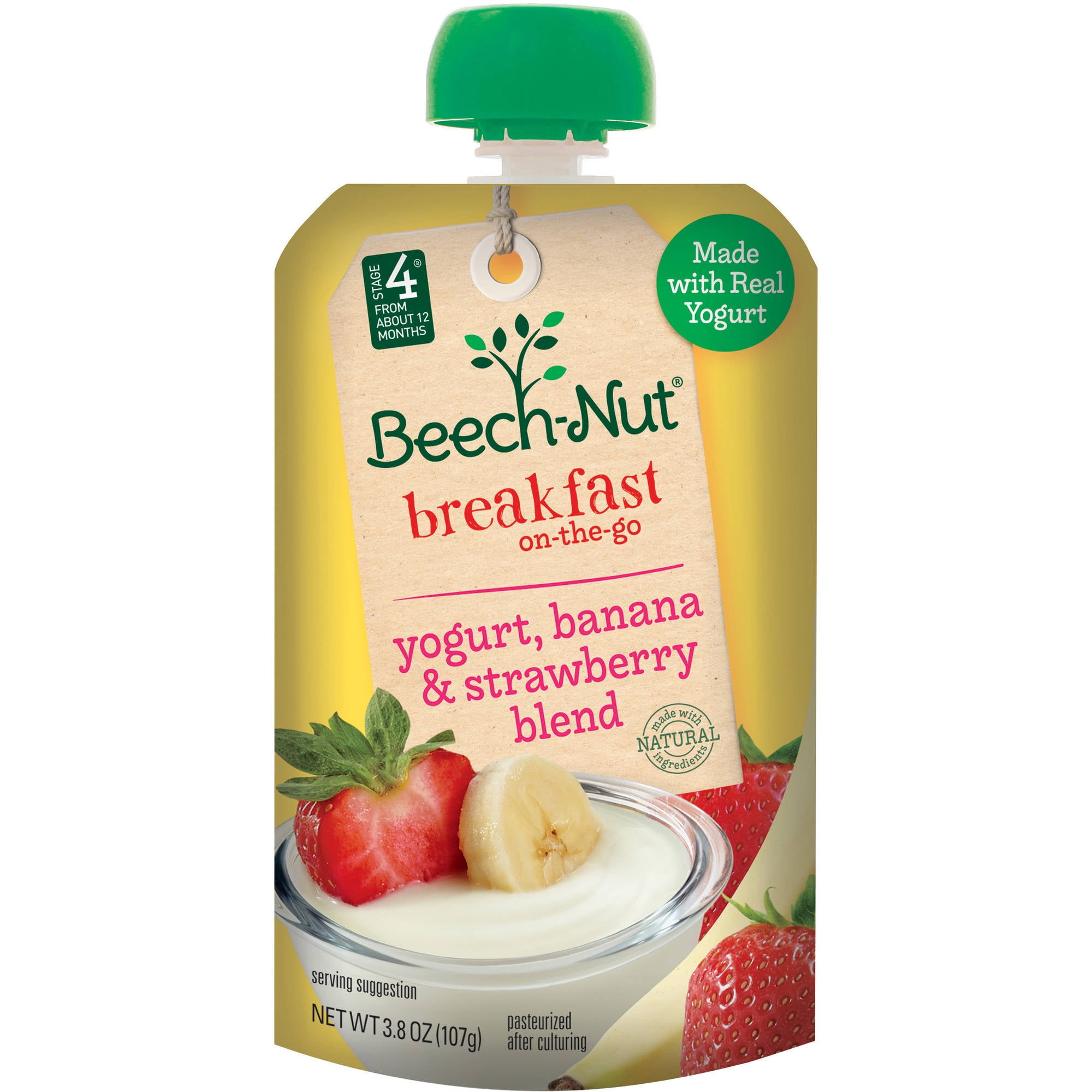 Beech-Nut Stage 4 Breakfast On-the-Go Yogurt, Banana & Strawberry Blend Baby Food, 3.8 Oz.