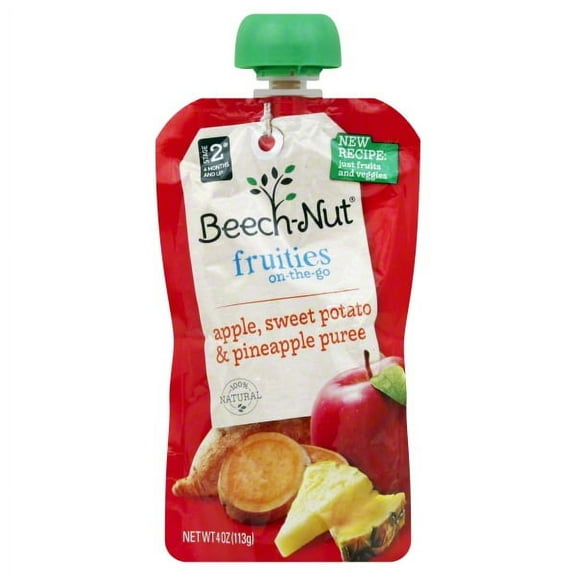 Beech-Nut Stage 5 Fruities On-The-Go Apple, Sweet Potato & Pineapple Puree Baby Food, 4 oz