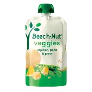 Beech-Nut Veggies Stage 2 Baby Food, Squash Peas & Pear Vegetable & Fruit Puree, 3.5 oz Pouch