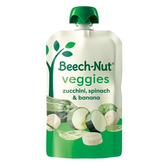 Beech-Nut Veggies Stage 2 Baby Food, Zucchini Spinach & Banana, 3.5 oz Pouch