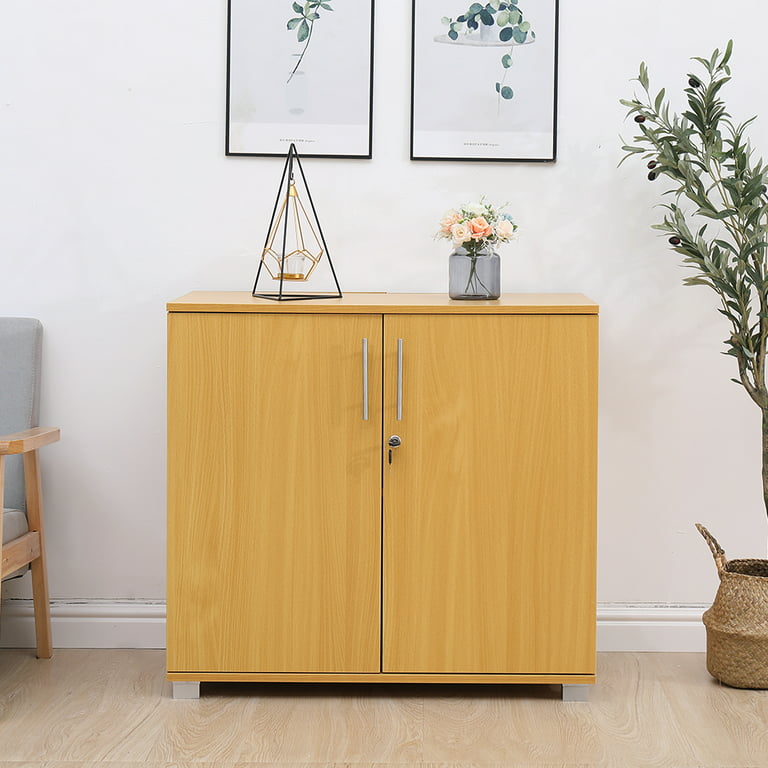 Beech Storage Cabinet 2 Door Locking Cupboard Bookcase Desktop Height 28 9 Tall Desk Extension In Effect Wood Laminate Home Or Commercial Office Use Com