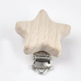 thumbnail image 1 of Beech Wood Baby Pacifier Holder Clips with Iron Clips Star Platinum BurlyWood 52x44x18.5mm Hole: 3.5x6mm, 1 of 3