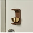 thumbnail image 1 of Beech Wood Doorbell Chime with Brass Accents - Magnetic Hanging Chime for Wall, Door Opening Alert for Shop, Store, Home Entrance - 7.5x4x3cm, 1 of 7