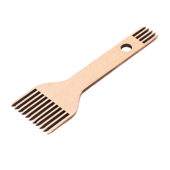 Beech Wood Double-Ended Weaving  Comb, Ergonomic Handle for Macrame Fringe & Fiber Straightening, 7.87 x 2.44 Inches Weaving Craft