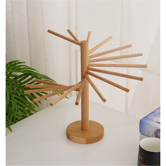 Beech Wood Pasta Drying Rack, 16 Rods Natural Wooden Spaghetti Rack, Easy Assembly, Display-Worthy Kitchen Stand