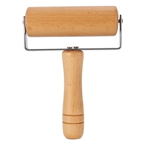 Beech Wood & Stainless Steel Rolling Pin, Smooth Polished Dough Roller for Making Noodles Dumpling Wrappers Home Baking Too