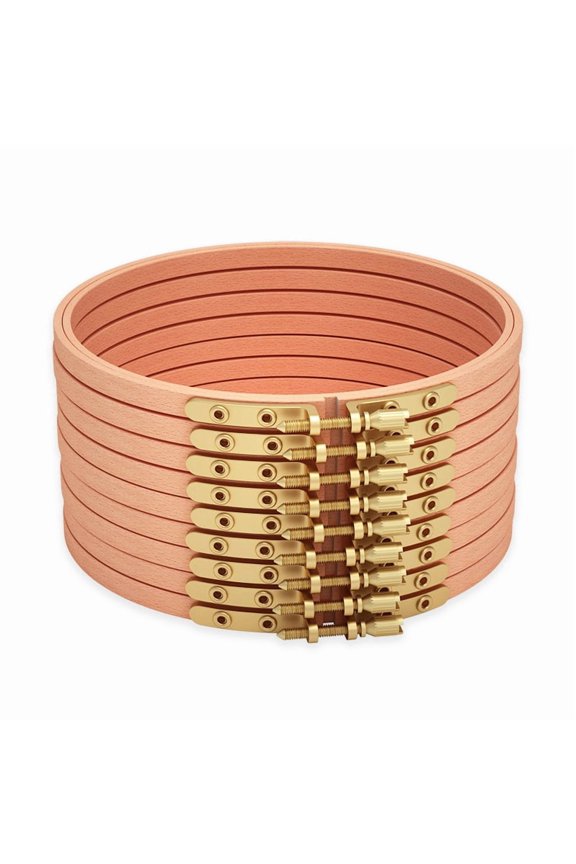 Beech Wood Stitch Embroidery Hoops Brass Fastener Sewing Tools Accessory Round PeachPuff 155mm