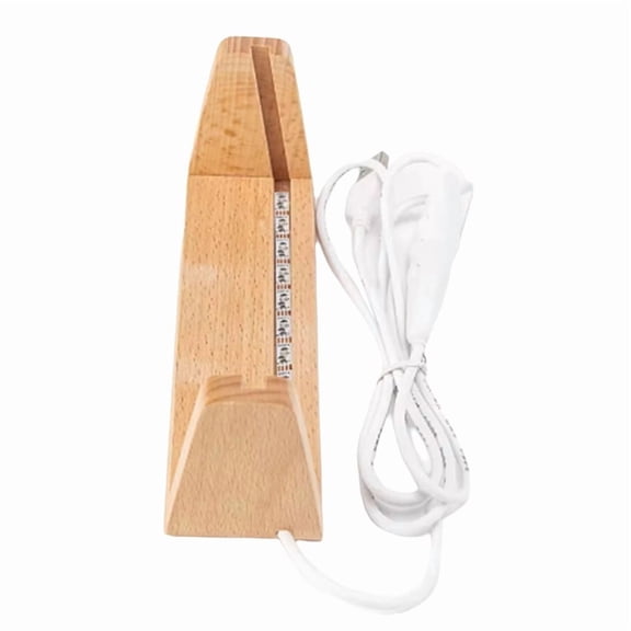 Beech Wood U-Shaped Lighted Base for Photo Frames and Calendars - Desktop Display, Horizontal or Vertical