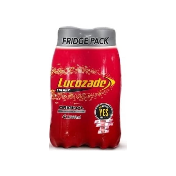 Lucozade Energy Original Fridge Pack 4 X 380Ml, Imported from Britain