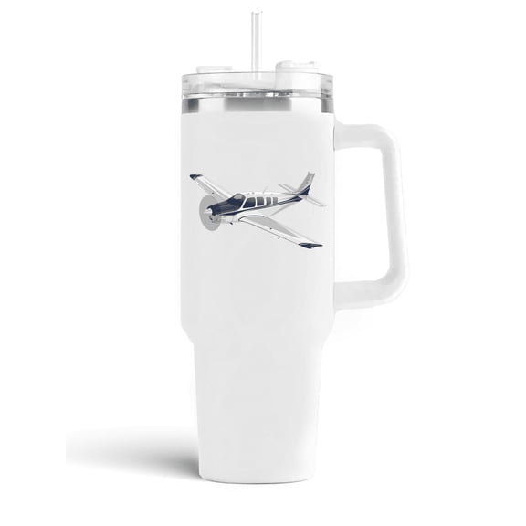 Aeromugs School Travel Tumbler 40oz – Stainless Steel Insulated Mug with Handle, Lid & Straw | Beechcraft Bonanza G36