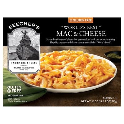Beecher's Gluten Free "World's Best" Mac & Cheese, 18 oz. (Frozen, Microwave/Oven Safe Tray)