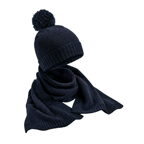 Beechfield  Adult Flecked Knitted Hat And Scarf Set