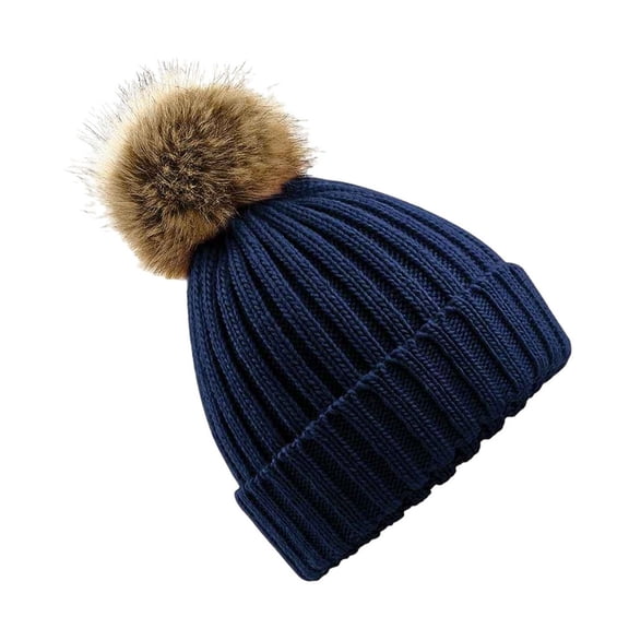 Beechfield  Fur Pop Pom Chunky Beanie