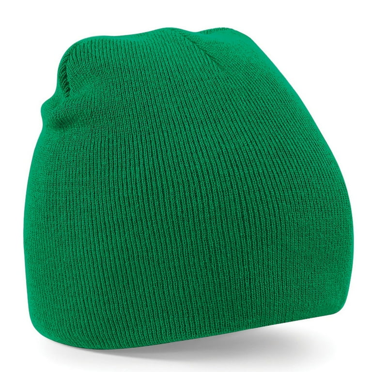 Beechfield Plain Basic Knitted Winter Beanie Hat One Size Kelly Green