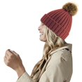 thumbnail image 1 of Beechfield Pom Pom Faux Fur Chunky Knit Beanie, 1 of 2