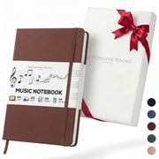 Beechmore Books Blank Sheet Music Notebook   A4 8.5x11.5" for Songwriters, Musicians & Composer, 156 Thick 120gsm Pages, 10-Staff Perforated Sheets, Vegan Leather Hardcover, Elastic Closure, Gift Box