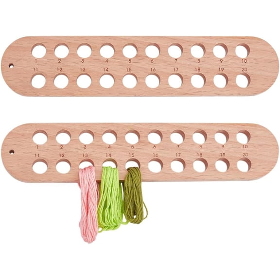 Beechwood Embroidery Thread Organizer Boards with 20 Holes Sewing Accessories Oval Peru 28x6x0.9cm