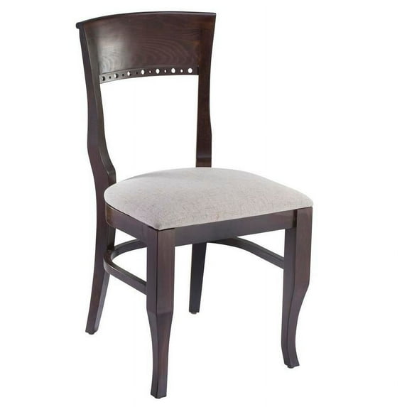 Beechwood Mountain LLC Biedermier Chairs (Set of 2) Walnut With Linen Seat Walnut Finish Wood Upholstered Dining Height Linen Traditional, Vintage