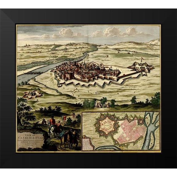 Beeck, Anna 13x12 Black Modern Framed Museum Art Print Titled - City of Cuneo 1700