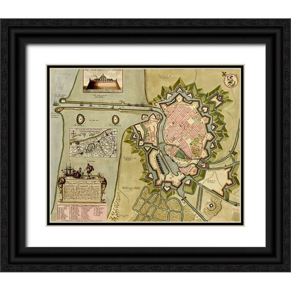 Beeck, Anna 24x20 Black Ornate Wood Framed with Double Matting Museum Art Print Titled - Survey of London Westminster and Southwark 1700