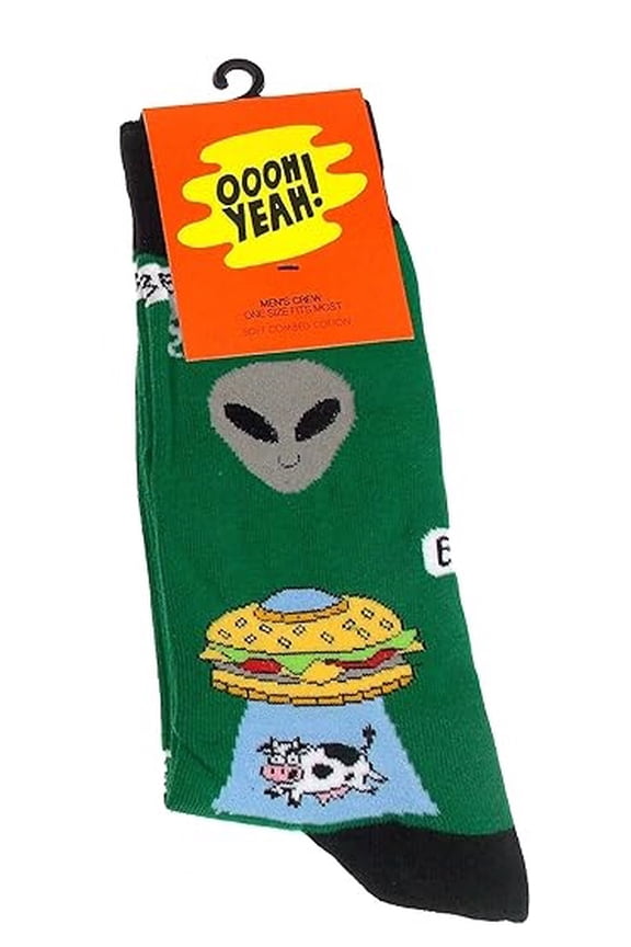 Beef Abduction Socks Novelty Fun Alien Cow