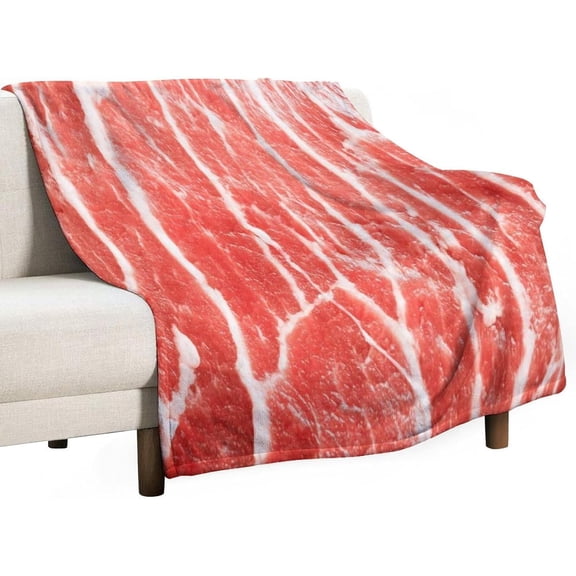 Beef Blanket Beef Steak Texture Funny Realistic Food Soft Cozy Lightweight Throw Blanket for Women Men Bedroom Living Room Dorm Chair Sofa Travel 40x50in