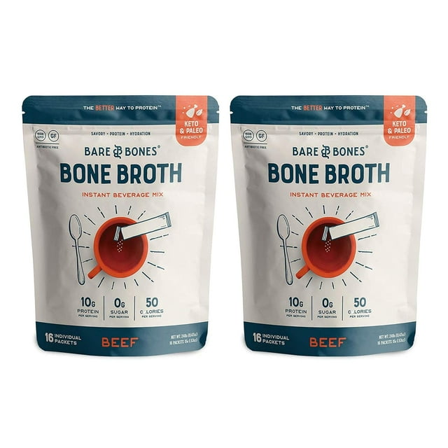 Beef Bone Broth Instant Powdered Mix Rich Savory Packets ontheGo No