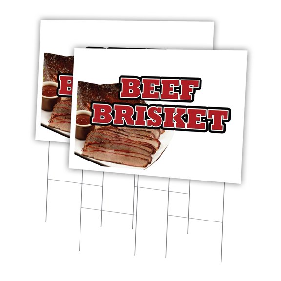 Beef Brisket 2 Pack Of 24" x 36" Yard Sign & Stake | Advertise Your Business | Stake Included Image On Front Only | Made in The USA