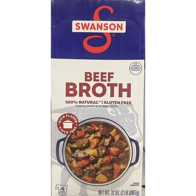 Beef Broth 100 Natural Gluten Free 32 oz Carton 2 Lbs