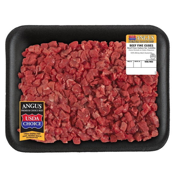 Beef Choice Angus Finely Cubed, Tray, Fresh, 1.0 - 1.5 lb