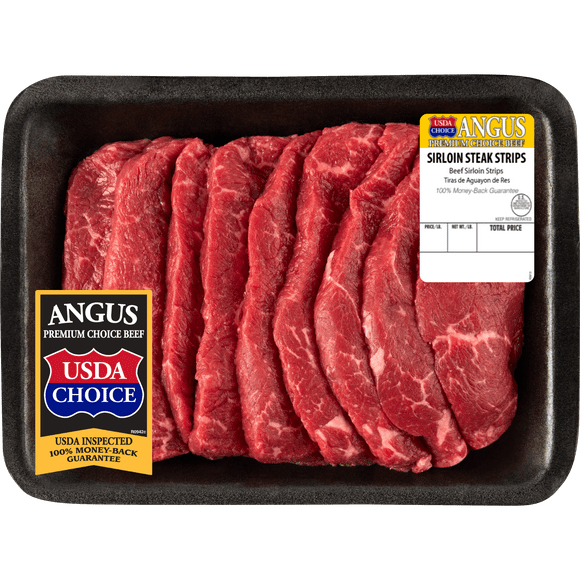 Beef Choice Angus Sirloin Steak Strips, 0.75 - 1.5 lb Tray