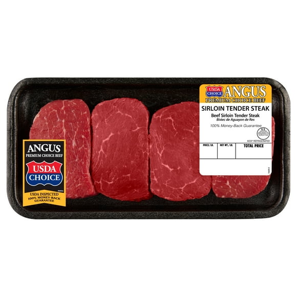 Sirloin Tender Steak, Choice Angus Beef, 3-4 per Tray, Fresh, 0.6 - 1.62 lb