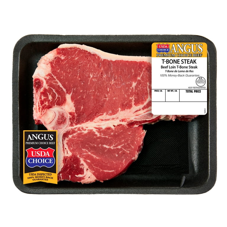 T-Bone Steak, Choice Angus Beef, 1 Bone-In Steak per Tray, Fresh 