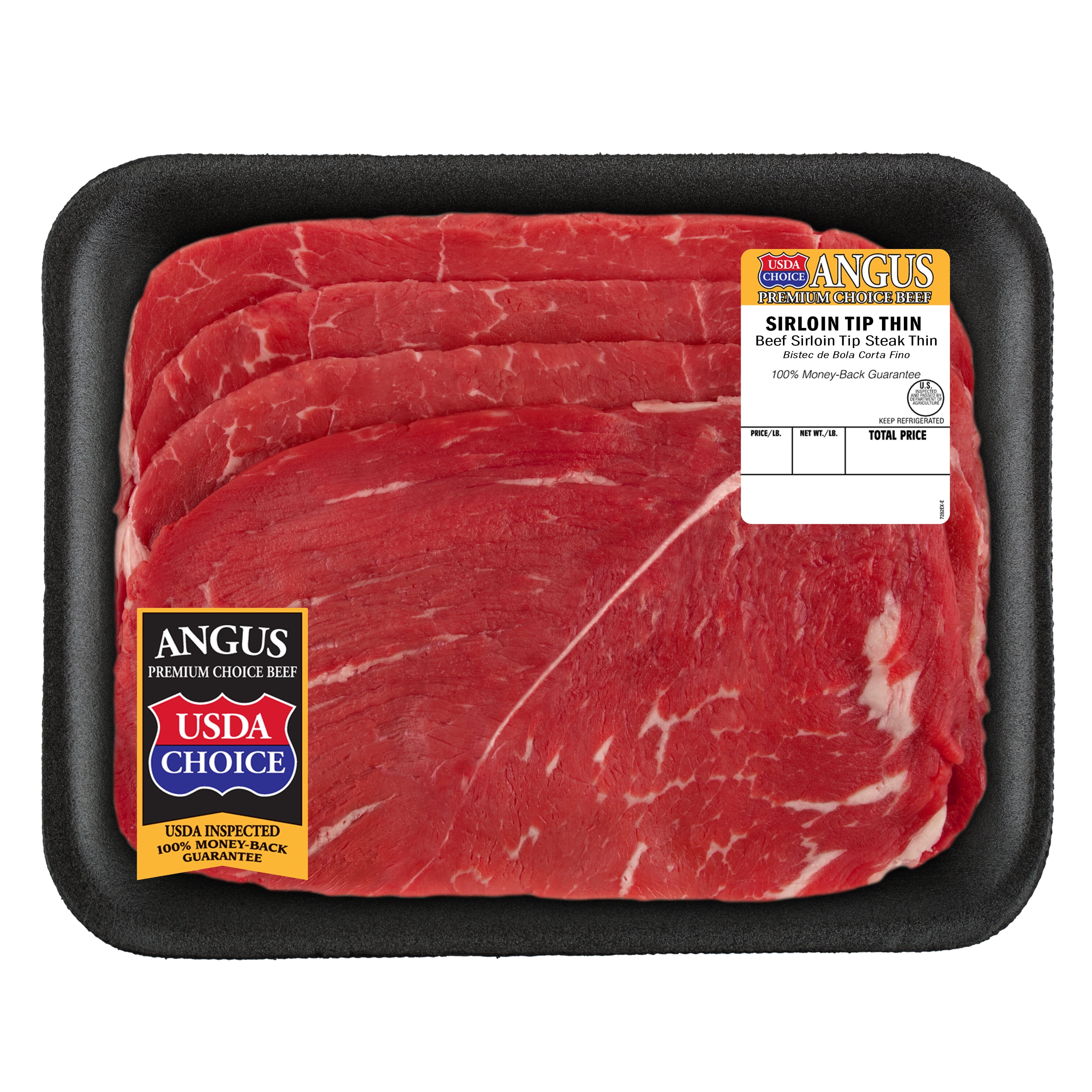 Beef Choice Angus Thin Sliced Sirloin Tip Steak, 0.85 - 1.6 lb Tray