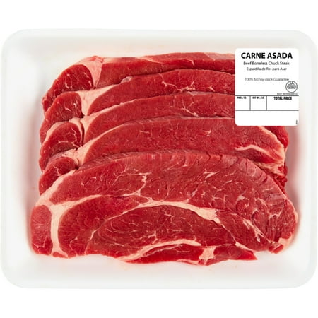 Beef Chuck Steak Thin for Carne Asada, 2.5 - 3.5 lb Tray