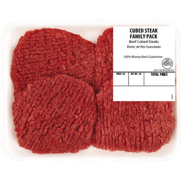 Beef Cubed Steak, Fresh, 4 count, 0.7 - 1.8 lb Tray
