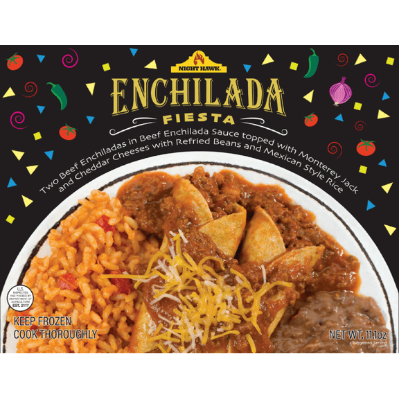 Beef Enchilada with Rice and Beans Night Hawk Fiesta, 11.1 oz (Regular Frozen)