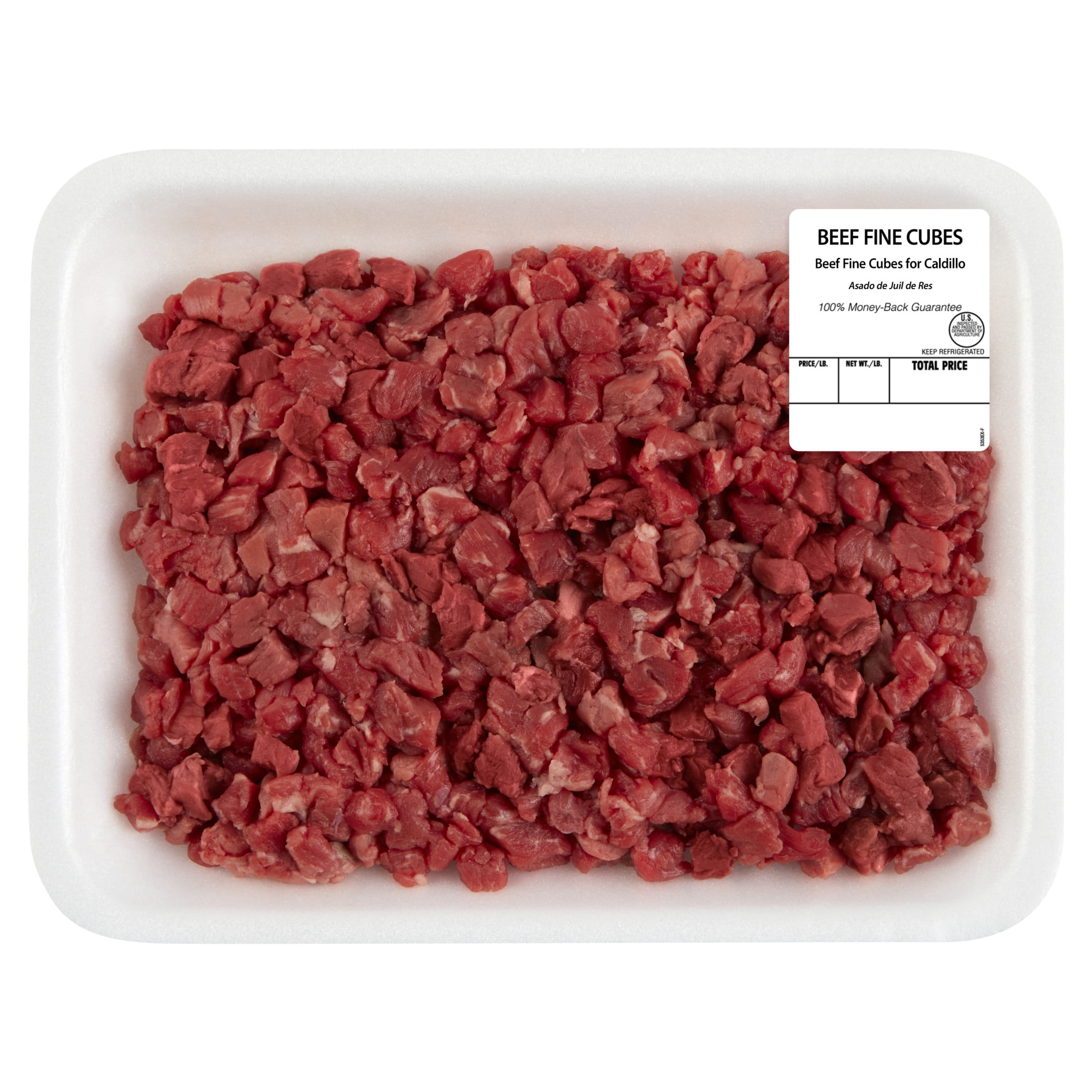 Finely Cubed Beef, Tray, Fresh, 1.0 - 1.5 lb