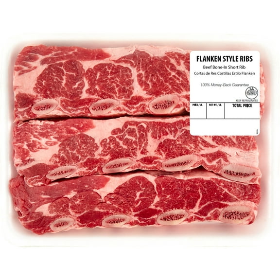 Beef Flanken Style Ribs Bone-In, 1.35 - 2.35 lb Tray