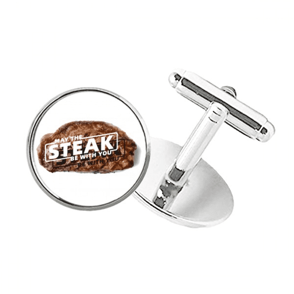Beef Food Meat Give Round Button Cuff Clip Stud Cufflinks