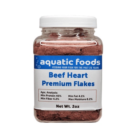Beef Heart Enhanced Premium Flakes for Discus, Cichlids, All Tropical Fish. Aquatic Foods Premiun Flakest…2oz Small Jar