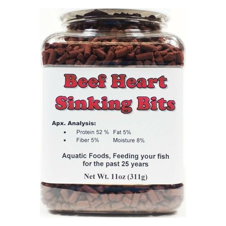Beef Heart Sinking Bits, Perfect for Discus, Cichlids & All Types of Tropicals…11oz Small Jar
