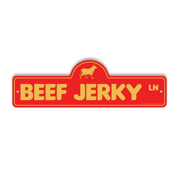 Beef JerkyPlastic Street Sign - 7 Inch X 20 Inch Gift Snack Meat Food Protein Dry Gourmet Beef Stick Travel Hiking Spicy