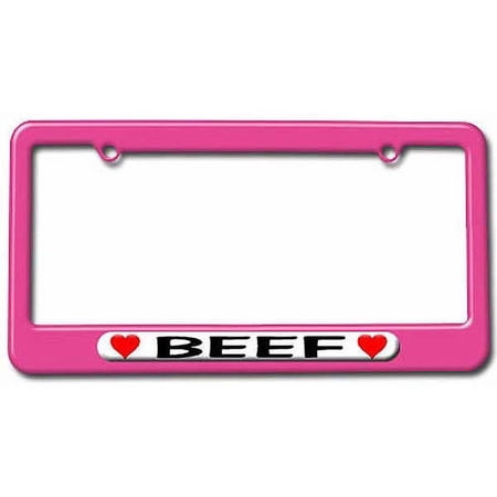 Beef Love with Hearts License Plate Tag Frame, Multiple Colors
