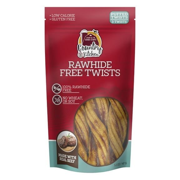 (2 pack) Country Kitchen Beef Nohide Twist Dog Treats 3CT
